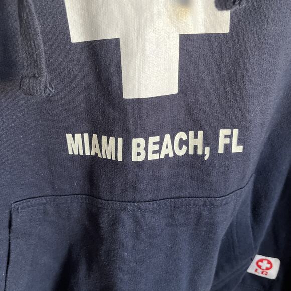 Lifeguard MIAMI BEACH Hoodie Cotton‎ Sweatshirt Navy Blue MEDIUM - Picture 7 of 7